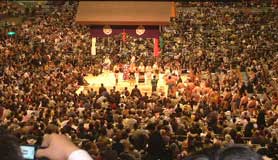 Watching Sumo in Osaka